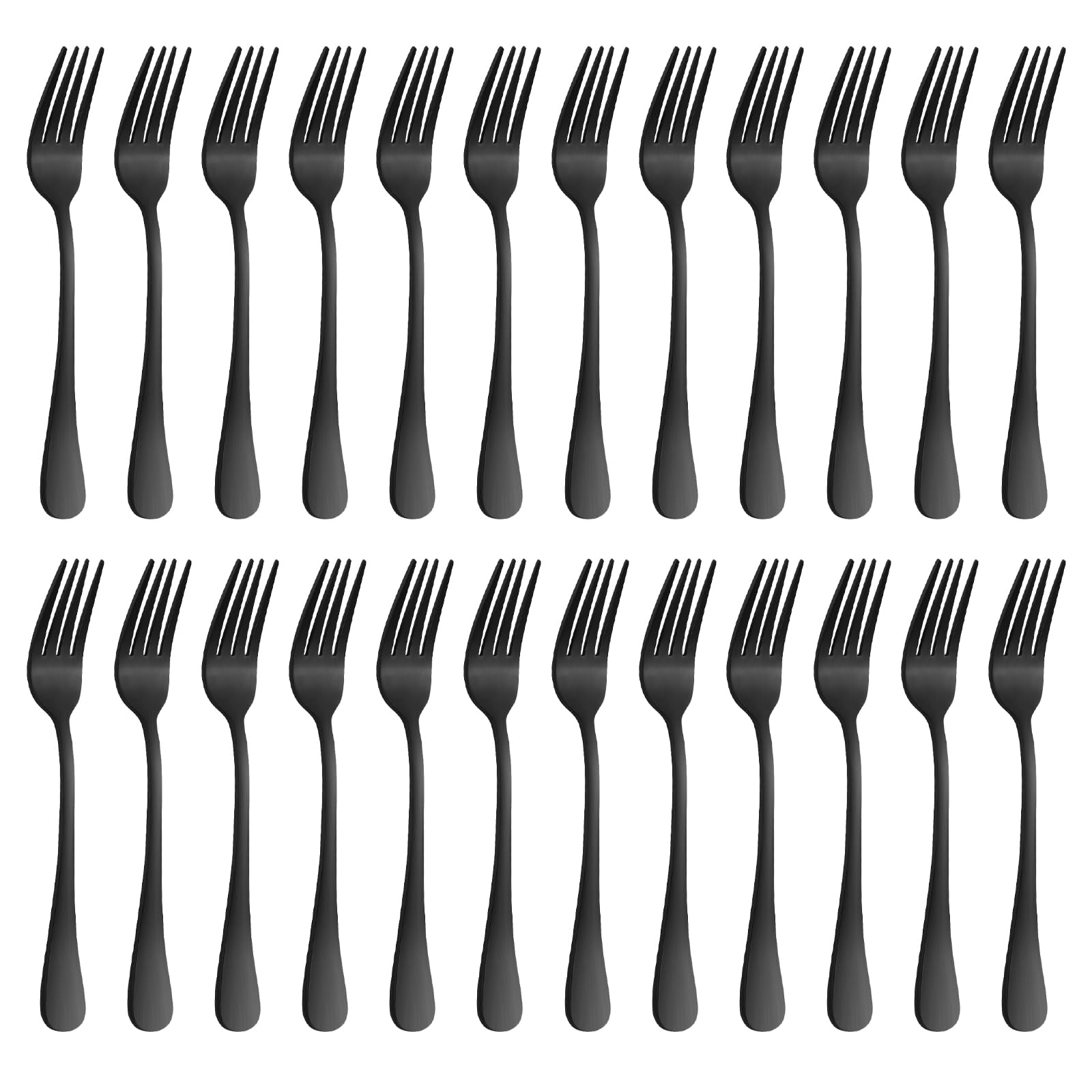 BEWOS Black Forks Set of 24, Matte Black Stainless Steel Forks, 8 Inches (20.3 Cm), Mirror Polished, Dishwasher Safe, Suitable for Household, Restaurant, Canteen