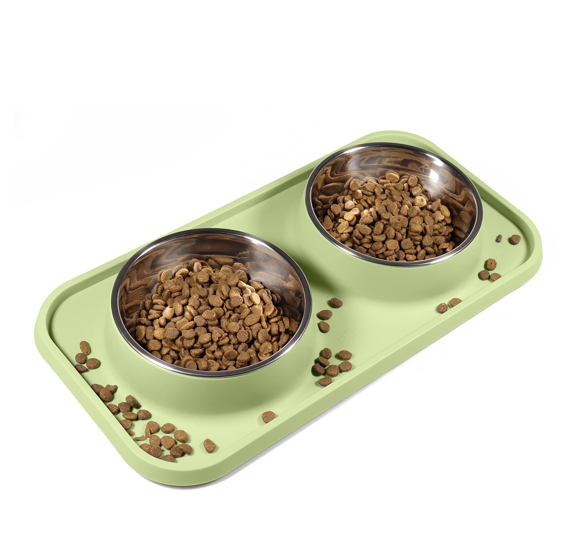 Photo 1 of L.D.Dog Cat Food Bowls, Cat Bowls Non-Skid and Non-Spill Silicone Pads with PP Stand, Removable Stainless Steel Food and Water Dishes for Cats, Small Size Dogs