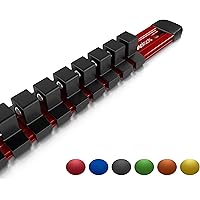 Olsa Tools 1/2-Inch Drive Aluminum Socket Organizer | Premium Quality Socket Holder (RED)