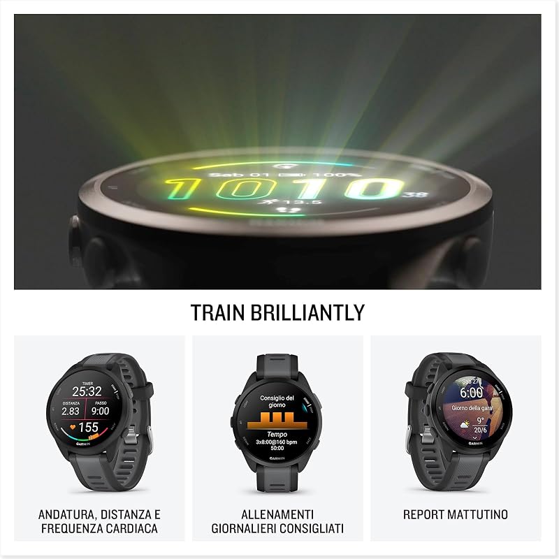 Forerunner 165, 43mm, Smartwatch GPS per la Corsa, Black