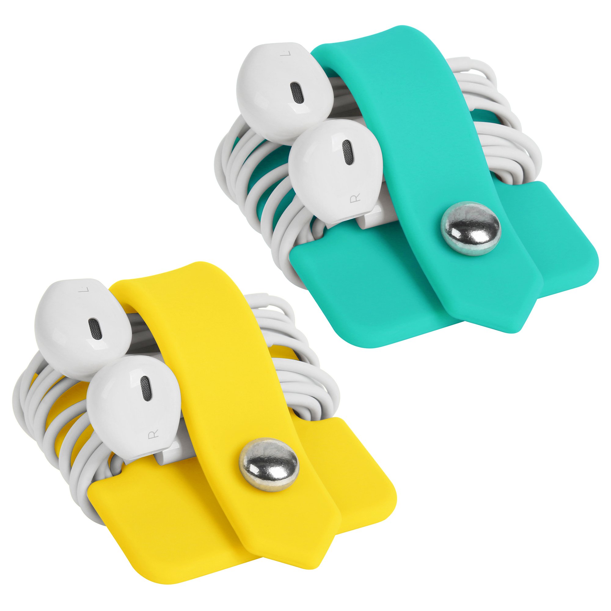 ELFRhino Cord Organizer Tangle-Free Earphone Organizer Headphone Earphone Cable Organizer Cord Wrap Winder Earbuds Wrap Winder Cord Manager Cable Winder(Blue&Yellow, Set of 2)