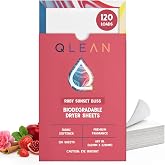 QLEAN Dryer Sheets | Natural Fabric Softener &amp; Removes Static Cling | Vegan Laundry Softener | Soft, Fresh Laundry, Perfect for Clothes and Beddings - 120 Loads (Ruby Sunset Bliss)