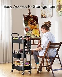 Pipishell 3-Tier Rolling Cart, Metal Utility Cart