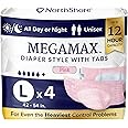 NorthShore MegaMax Adult Overnight Diapers, 12-Hour Tab-Style, Large, 4 Count Trial, Pink, 42-54 inches, Unisex Incontinence Underwear