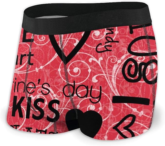 POSLANG Valentine's Day Love Giftforhim Men's Underwear Stretch Boxer Briefs No Ride Up Men's