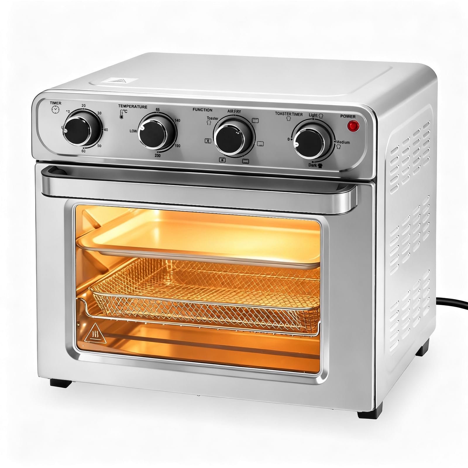OLIXIS Air Fryer Toaster Oven Combo Extra Large, 26.4QT Convection Oven Countertop 4 Functions in 1, 4 Accessories Included, Stainless, Up to 450°F