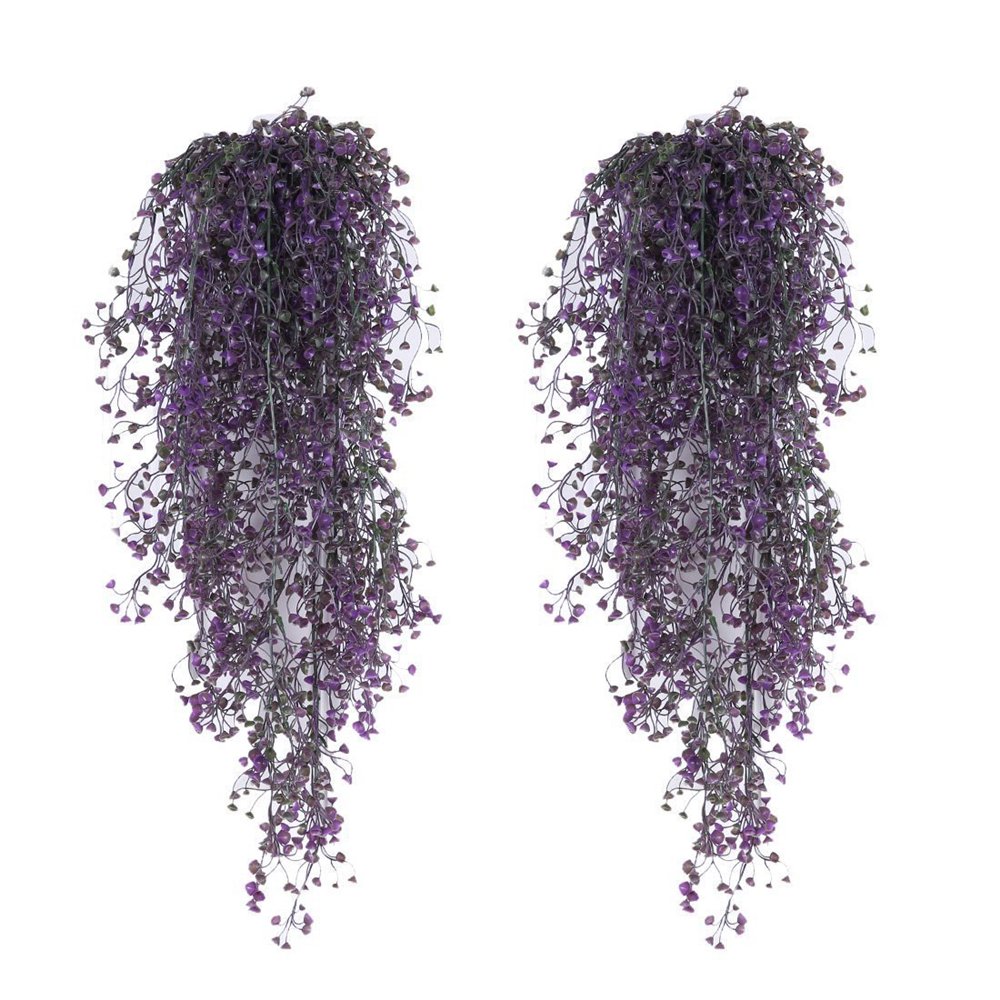 G-Tree Artificial Dropping Vine Plants, Set of 2 Pieces Artificial Ivy Flowers Fake Greenery Plants for Garden Wall Decoration, Purple