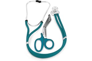 ASA TECHMED Sprague Double Tube Adult and Pediatric Stethoscope + Matching EMT Shears, Ideal for EMT, Nurse, Doctor, Medical Student, Paramedic, and First Responders (Teal)