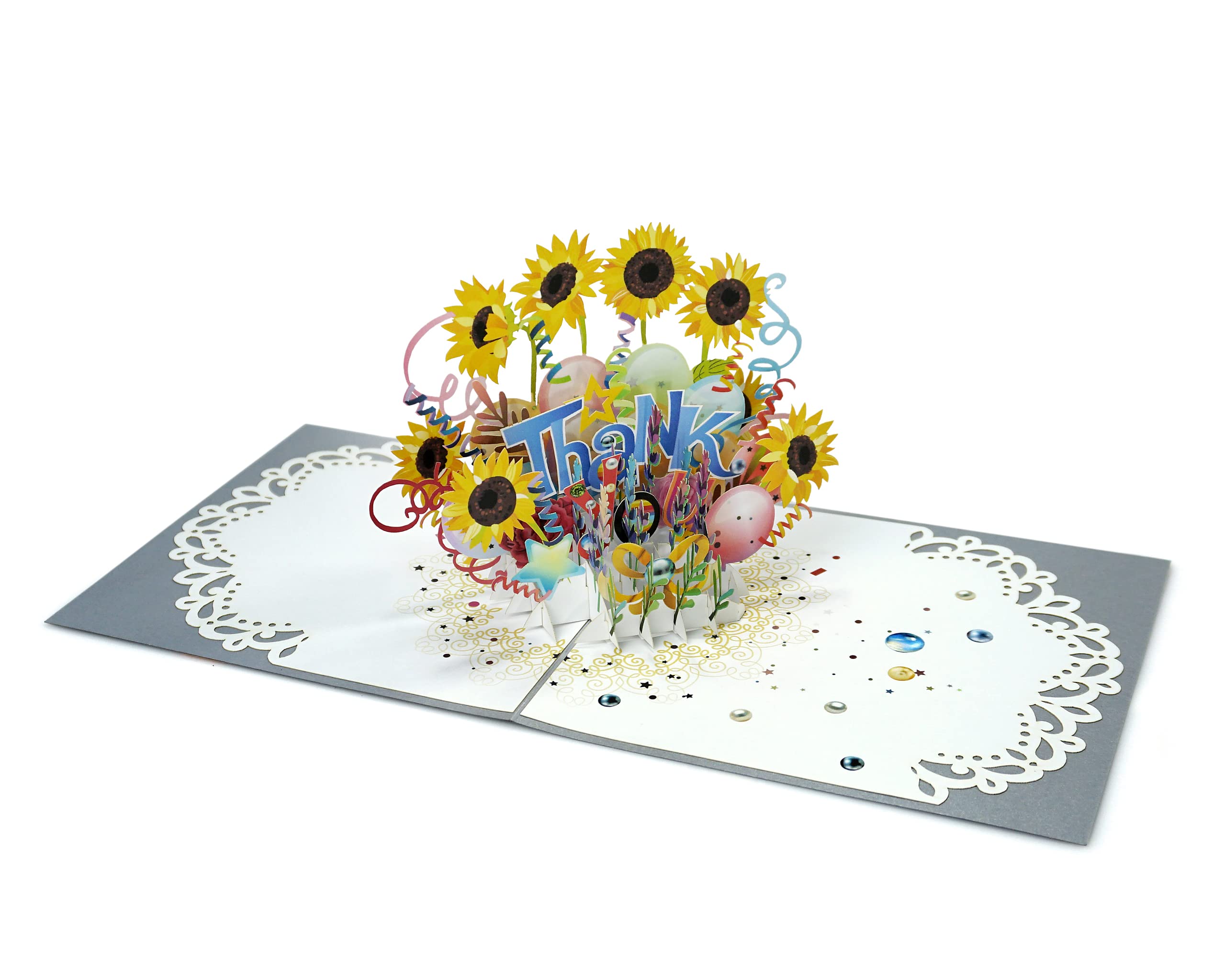 paperdora® 3D Pop-Up Card „Thank You“ with Envelope and Wax Seal - Greeting Card Gift Card Gift Certificate Voucher