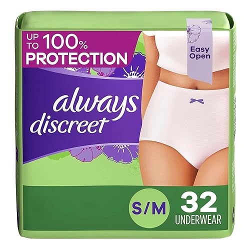 Always Discreet Adult Incontinence Underwear for Women and Postpartum Underwear, Small/Medium, Up to 100% Bladder Leak Protection, 32 Count