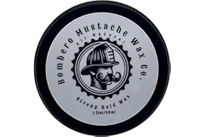 Mustache Wax Strong Hold - Bombero Mustache Wax Co. - Restyleable, Long-Lasting, HEAT SOURCE REQUIRED, All-Natural Formula, Holds Through Work & Exercise - 1 OZ Tin (Woodsy)