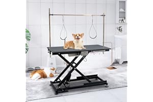 SoarFlash 49.6” Electric Lift Pet Dog Grooming Table,Heavy Duty Electric Grooming Table for Dogs&Cats,Heavy Duty Height Adjustable with Overhead Arm, Clamps, Two Grooming Noose