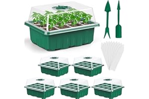 Seed Starter Trays, 5-Pack Plant Germination Trays Greenhouse Grow Kit with Humidity Vented Domes and Base for Seeds' Startin