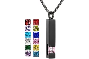 YOUFENG Urn Necklaces for Ashes Birthstone Cube Urns for Human Ashes Memorial Cremation Urn Locket Keepsake Ashes Jewelry