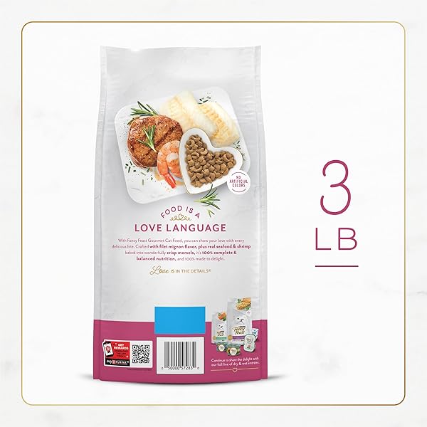 PURINA FANCY FEAST DRY CAT FOOD FILET MIGNON FLAVOR WITH SEAFOOD AND SHRIMP – 3 LB. BAG