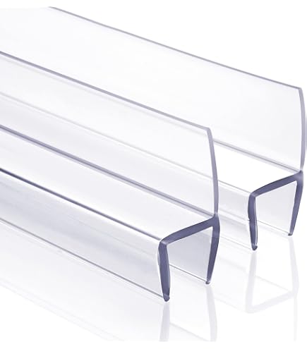 78.7 Inch Shower Door Bottom Seal Strip – U-Shaped With Deflect Fin, Transparent, Fits 4-6 / 6-8 / 8-10mm Glass