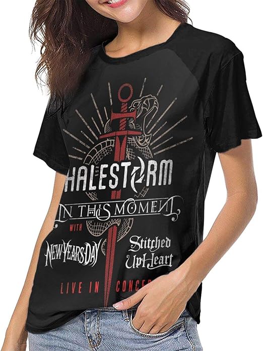Halestorm Logo Women Baseball Shirts Crewneck Short Sleeve Tshirt Tops at Amazon Womenâs 