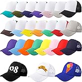 SGBETTER 25 Pcs Kids Sublimation Trucker Caps Adjustable DIY Baseball Hat Multicolor Trucker Hat for Summer Group Activities