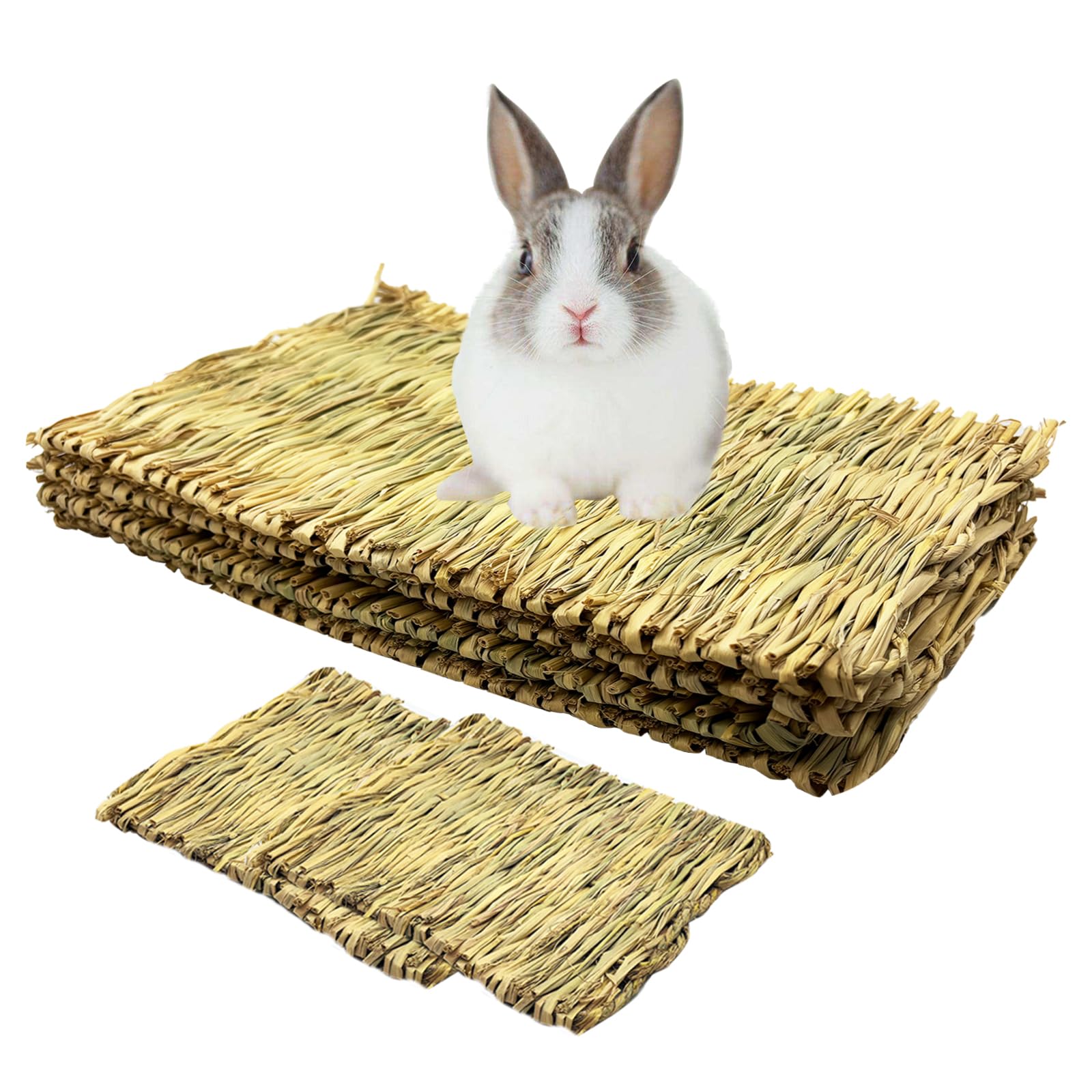 Photo 1 of Tfwadmx Rabbit Grass Mat Large 16.5''x11'' &11.0''x8.3'' Natural Woven Seagrass Mats Bunny Sleeping Bed Cage Chew Toy for Chinchilla Guinea Pig Ferret Guinea Pig and Small Animals - 6Pcs