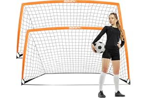 BOHEN 6x4FT/9x5FT Portable Soccer Goals Set of 2, with Carry Bag - Easy Folding Lightweight Fun for Outdoor Indoor Training Games for Kids Youth Adult