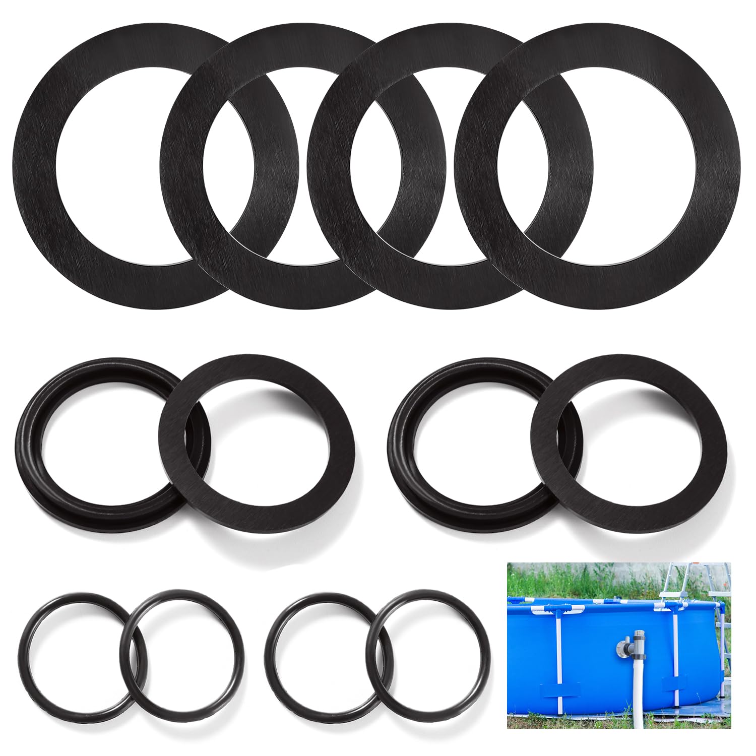 YIXISI 12 PCS 25076RP Pool O-Ring Sealing Rings, Pool Sealing Rings Washers Round Seal, Pool Sealing Rings Washers, Compatible with Intex Pool Plunger Valves 10745, 10262, 10255