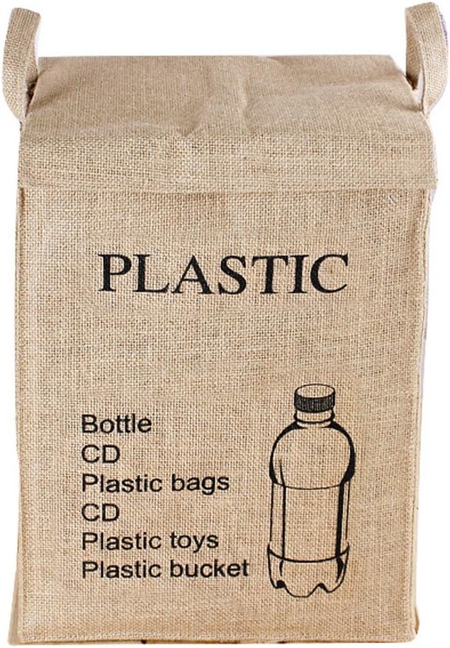 Dometopia Recycle Bag Separate Jute Weave Square Recycle Bin Decorative Waste Baskets (15.3 X 10.6 inch) (Plastic)
