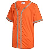 Pullonsy Blank Baseball Jersey for Men Women Full Button Up Short Sleeves Shirts Hip Hop Hipster Sports Uniforms