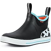 Showave Women's 6 Inch Ankle Deck Boots Waterproof Rain Footwear Rubber Mud Boots for Fishing Gardening Farming
