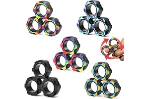 HOTUBFOLKS 15 Pcs Magnetic Rings Fidget Toys Set Finger Magnet Rings ADHD Anxiety Fidget Spinner Rings for Relief Birthday Present for Adults Teens Kids