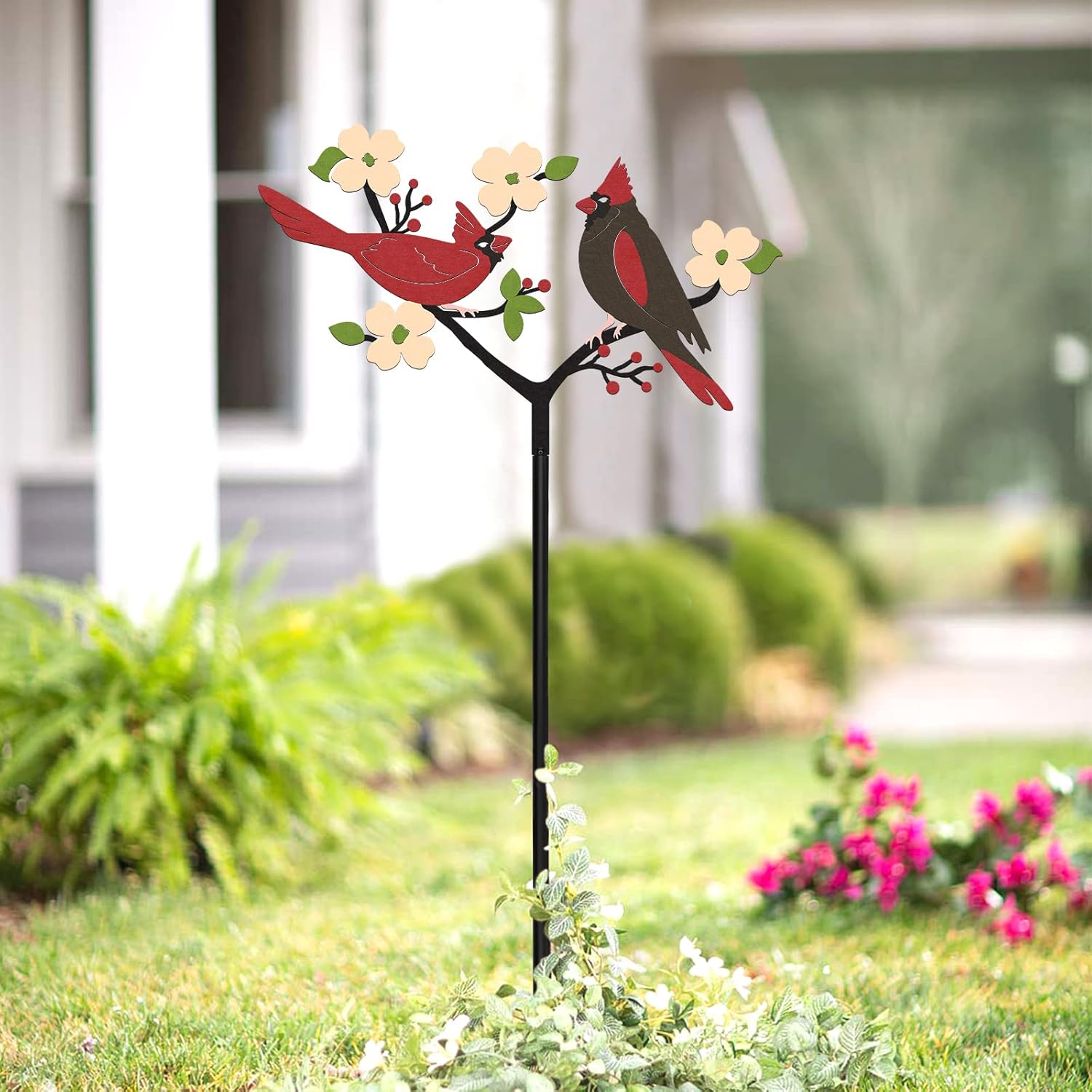 Decorative Garden Stakes - Tuitessine Cardinal Decor Spring Red Cardinals Yard Sign Stake Metal Bird Decorative Garden Stakes, Lawn Outdoor Decorations for Front Backyard, Spring Birthday Gift for Mom Women Friends Family