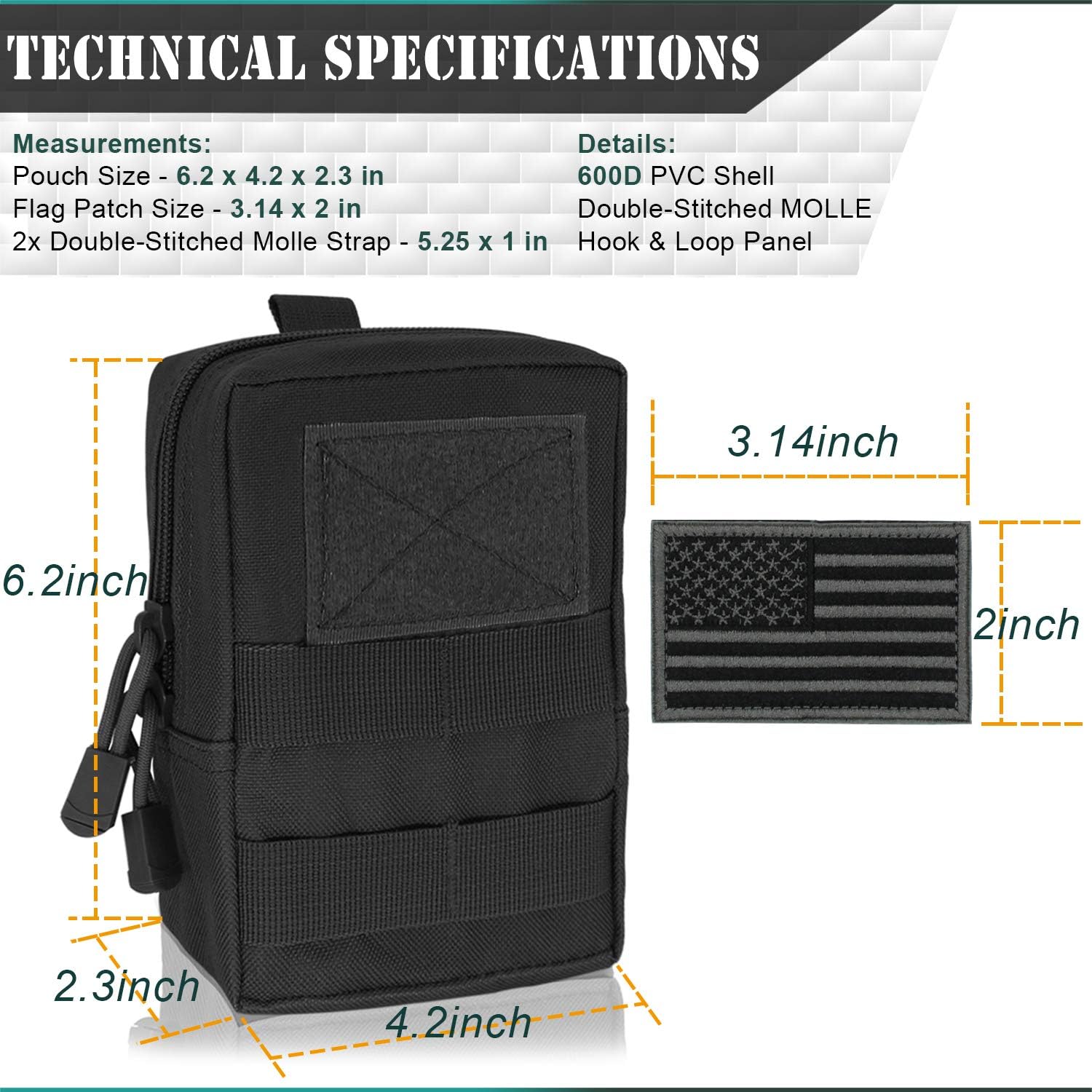 YDa MOLLE Pouch EDC Pouch Multi-Purpose Compact Tactical Waist Bags Small Utility Pouch 2 Pack : Sports & Outdoors