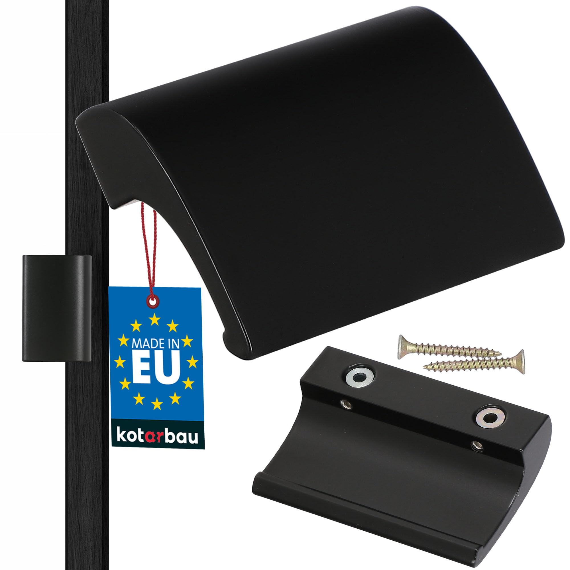 KOTARBAU Balcony Door Handle Black RAL 9005 – Terrace Door Handle DE Luxe – Secure – Universal Pull Handle – Aluminum Balcony Handle