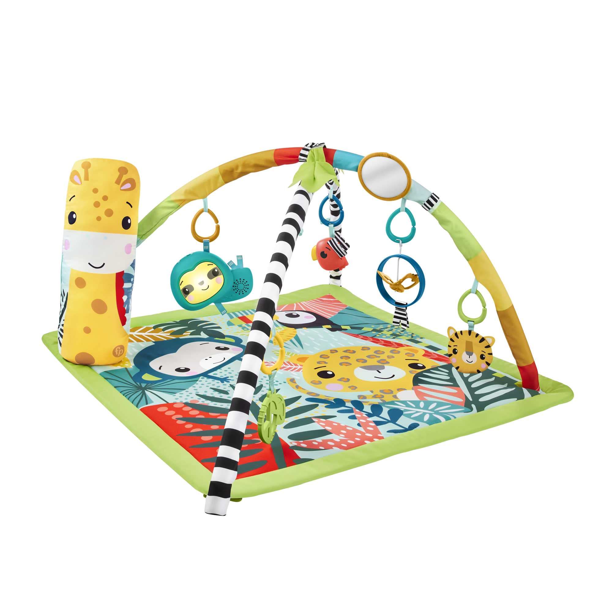 Fisher-Price - Palestrina Sensoriale Cuccioli della Natura 3-in-1, Tappetino per Giocare dalla Nascita Fino ai Primi Passi con 5 Giochi sensoriali, luci, Suoni, Giocattolo per Neonati, HJW08
