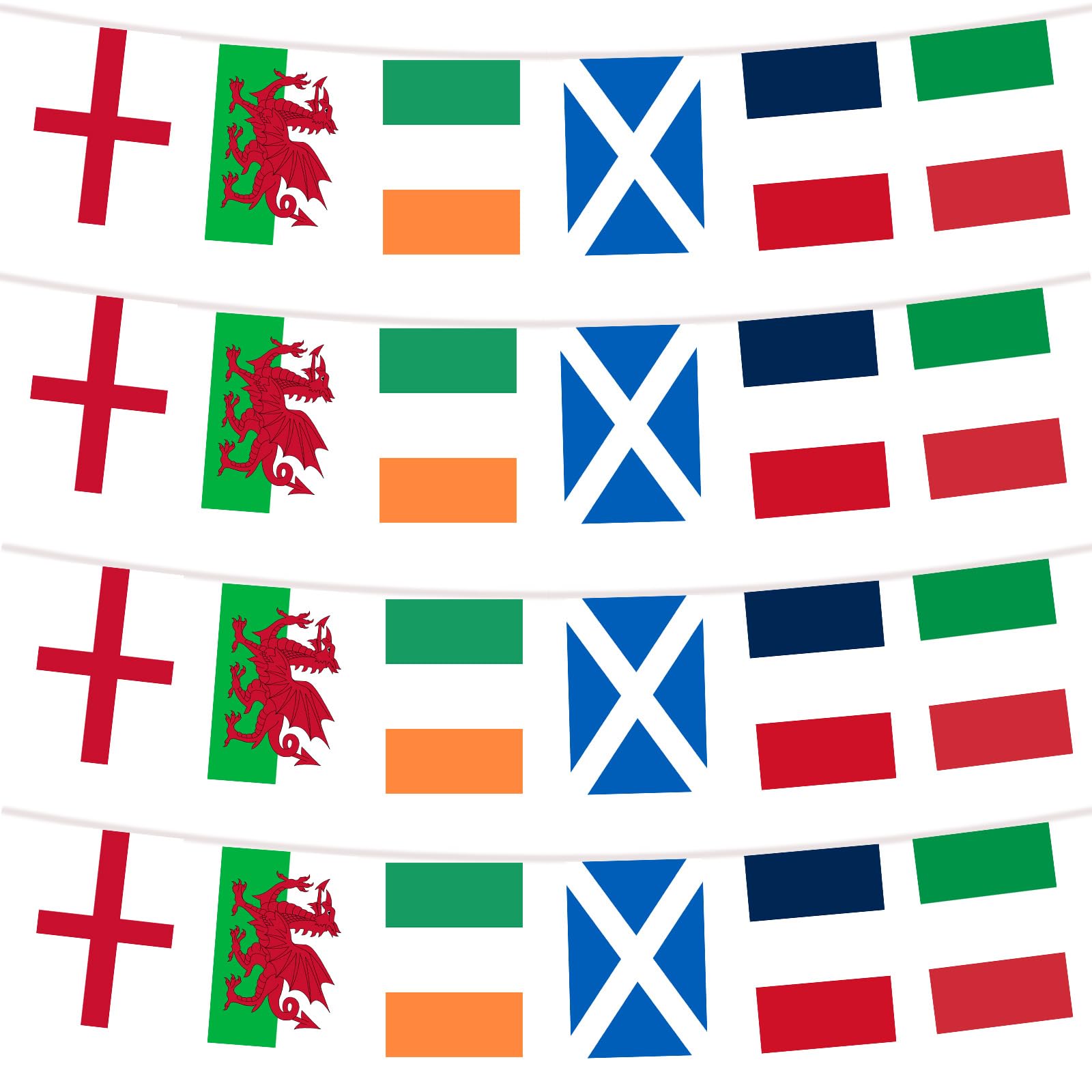 YOFANUP Six Nations Bunting, 26 ft Long - 24 Flags: England, Scotland, Wales, Ireland, France, Italy - Perfect for Pub, Club, Garden Decorations