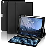 OYEEICE Keyboard case for iPad 9.7 inch, iPad 6th Gen (2018), iPad 5th Gen (2017), iPad Air 2 (2014) - 7 Color Backlit Wireless Keyboard with Pencil Holder for iPad 6th/5th Pro 9.7'' Air 2/1 - Black
