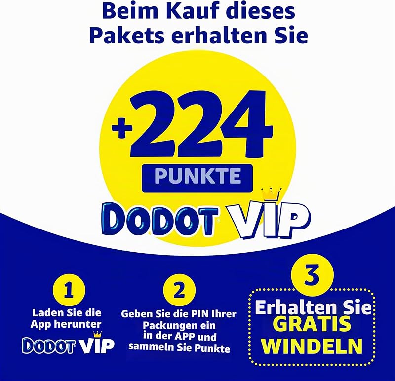 Sensitive Babywindeln, Größe 3 (6-10 kg), 224 Windeln + 40 Feuchttücher (4 x 10), aquafarben, kunststofffrei, optimaler Hautschutz Dodot , Pack Mensual