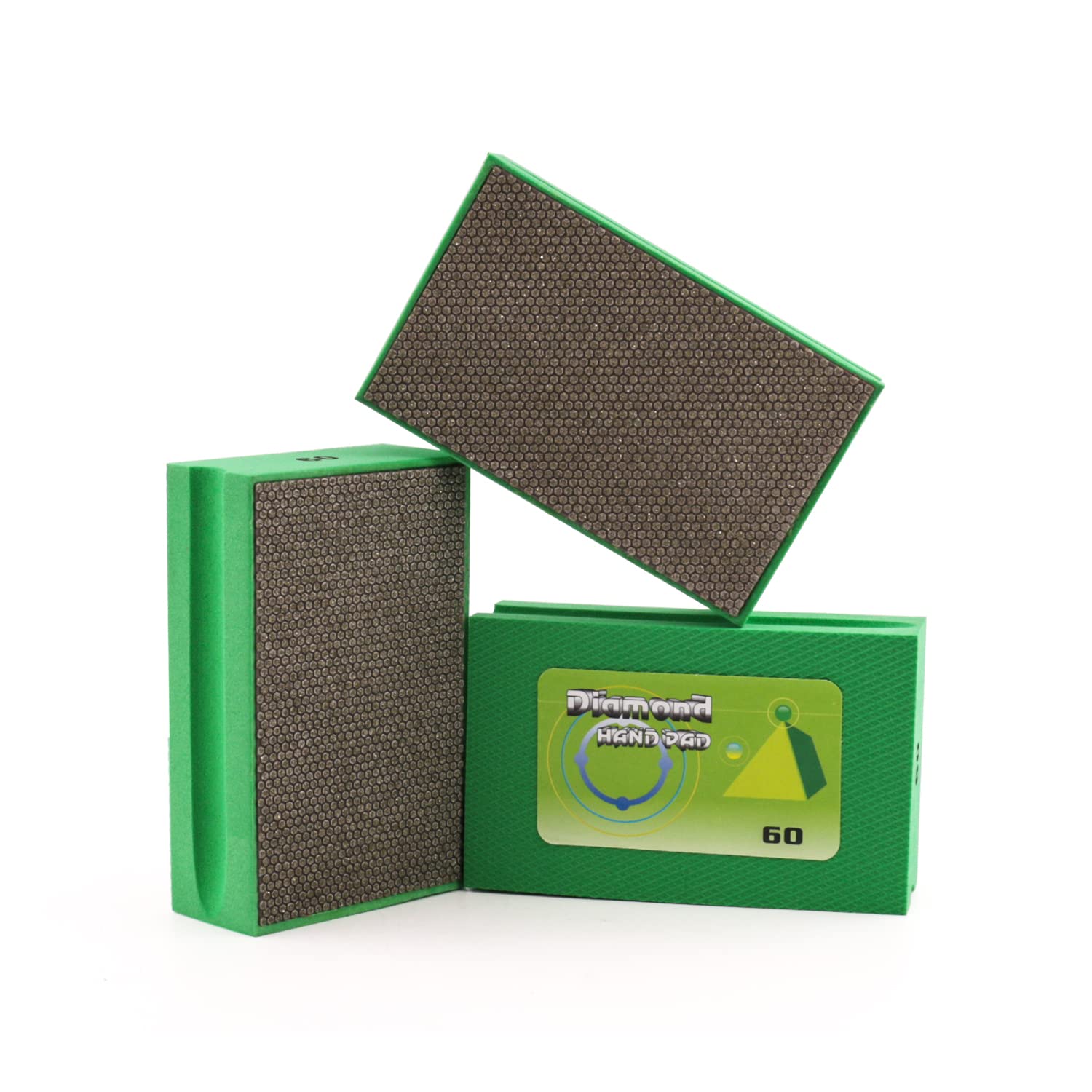 Diamond Hand Polishing Pads 60 Grit Sanding Blocks Foam Backing for Tile Stone Marble Concrete Ceramics Granite Glass Wet Dry 3PCS¡­