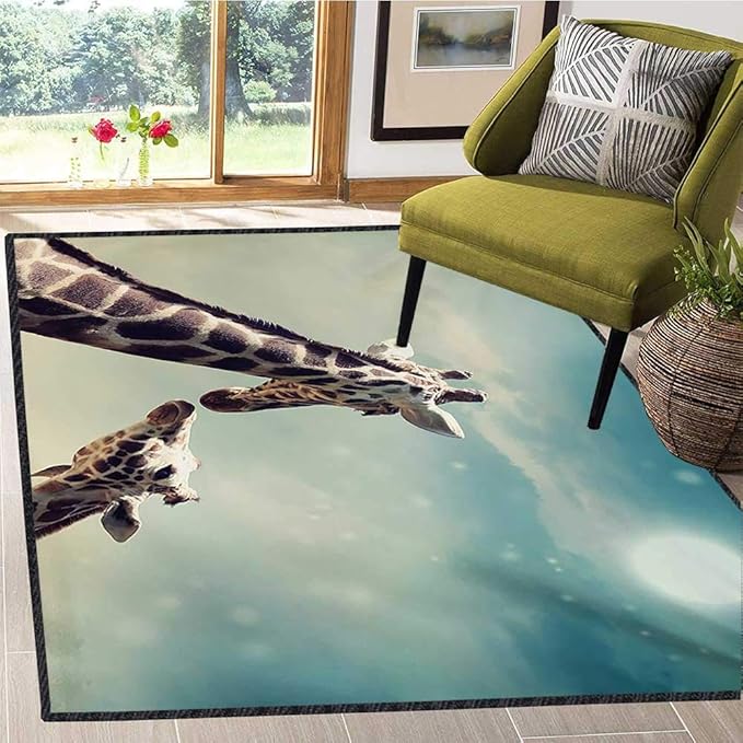 Jirafa, Alfombra de área para recámara, Dos Animales, Madre y bebé