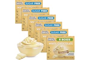 SIMPLY DELISH Simply Desserts White Chocolate Instant Pudding, Sugar-Free, 6-Pack – Healthy Dessert, Keto Snacks, Vegan & Diabetic-Friendly, Kosher, 1.7 Oz Ea
