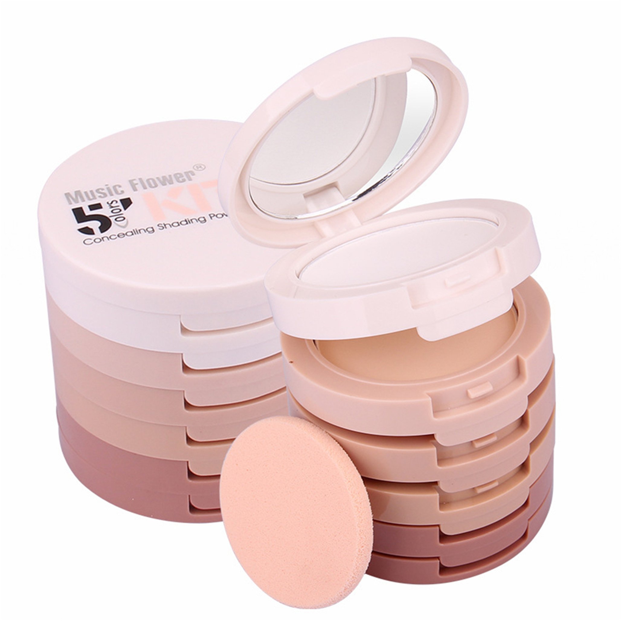 FantasyDay Professional 5 Colours Multi-layer Face Press Powder Xmas Makeup Palette Contouring Kit - Ideal for Professional and Daily Use