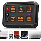BUMBEE 6 Gang Switch Panel RGB 6-Level Brightness Switches， High Power 3 Silicone Button， Multifunction Toggle Switch Box Circuit Control Relay Momentary Golf Cart Truck SUV RV Offroad Marine