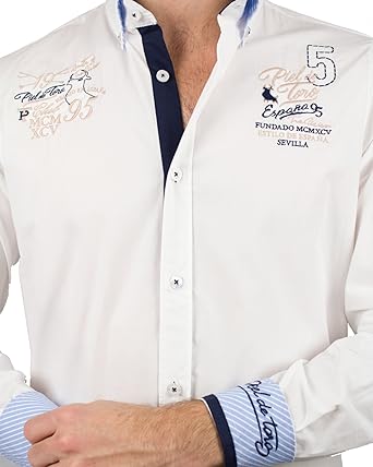 Piel de Toro Regular FIT Bordados Mundo Contrastes Camisa Casual, Blanco (Blanco 13), XX-Large (Tamaño del Fabricante:XXL) para Hombre: Amazon.es: Ropa y accesorios