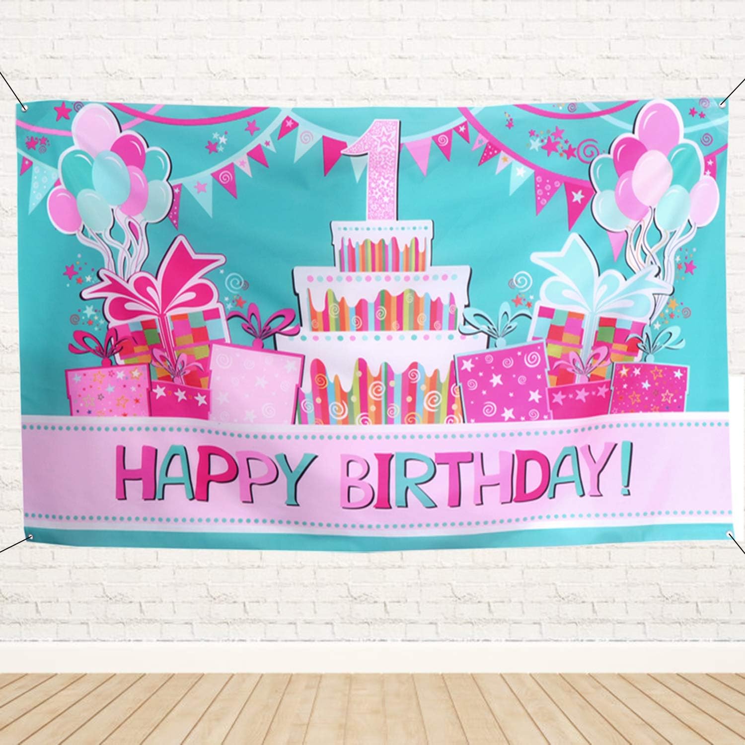 1st Birthday Party Flag Colorful Birthday Party Decoration Flag Extra Large Fabric Birthday Photo Backdrop Celebrate 1st Birthday Background Banner for Boys Girls Birthday Party Supplies