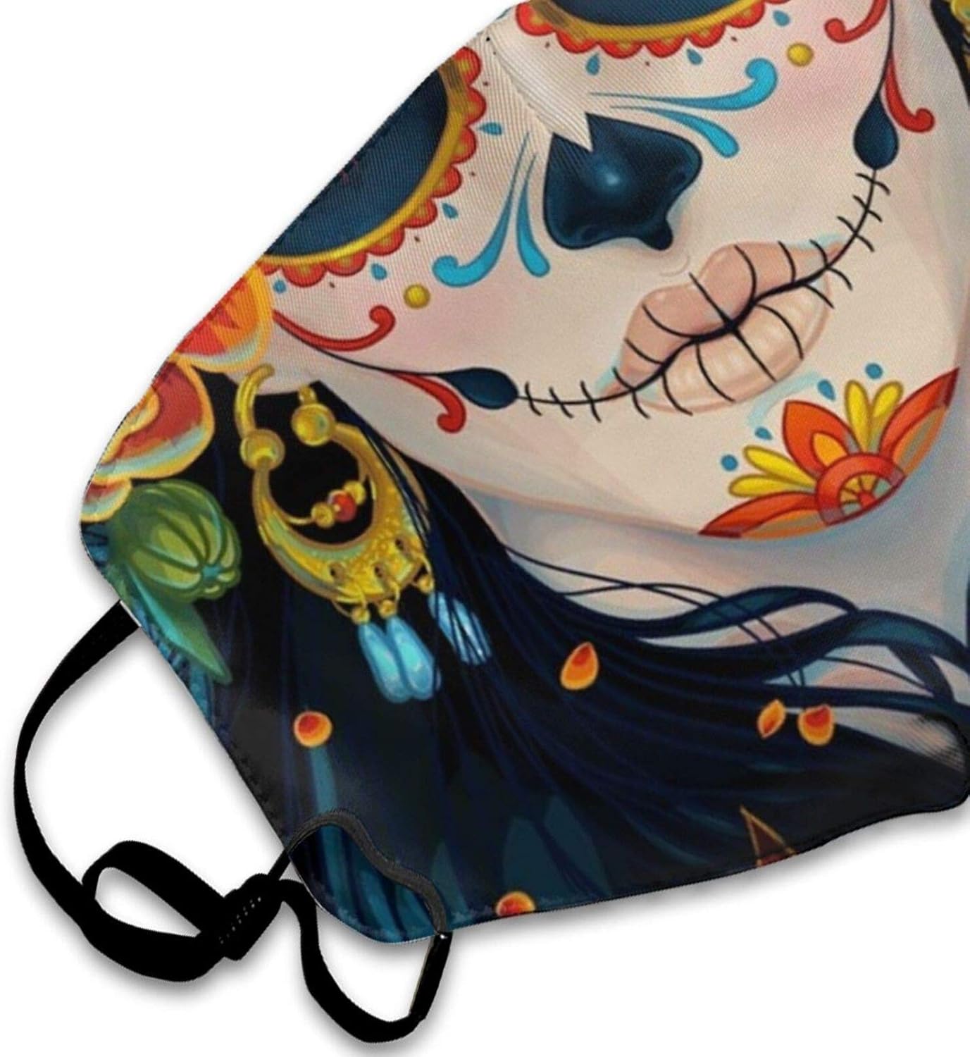 Sikulei Fashion Design Day of The Dead Sugar Skull Floral Nose Mask Reusable Adjustable WinProof Gaiters Outdoor for Adult : Sports & Outdoors