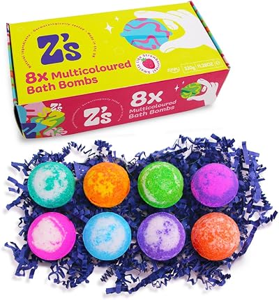 ZIMPLI 8 x UK Made Bath Bombs Gift Set for Women - Vegan Cruelty Free