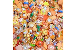 COOSLIM 10pcs Slime Charms, Resin Fake Candy Charms, Kawaii Cute Set Mixed Assorted Sweets Flatback Slime Beads, Making Supplies for DIY Craft Making and Ornament Scrapbooking（Orange）