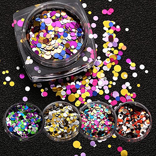 TKOnline 12pcs Colorful Mixed Paillette Nail Glitter Body Glitter Slime Supplies Glitter Powder Sequins for Face Nail Hair Eyes or Lips, DIY for Art Projects - Thumbnail 2