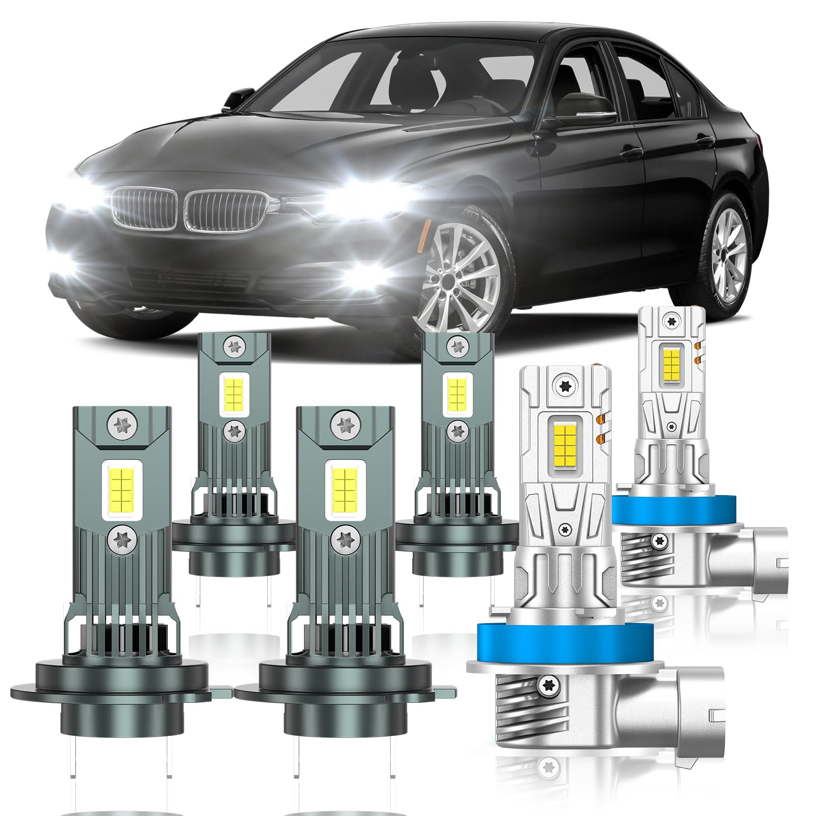 Photo 1 of ZSTOPCL Compatible with BMW 328i 2007-2016 Fog Bulbs, High&Low Beam Fog Light Bulbs Combo, 800% Super Bright 6000K Cool White, Plug and Play, Pack of 6