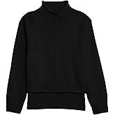 ZOCPEONY Women Mock Neck Sweaters Loose Pullover Knit Tops Split Hem Tunics Casual Jumper Tops