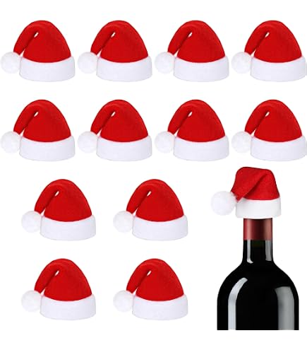 24 Pcs Mini Bonnet De Noel Décor Chapeaux Sucette Décoration Noël